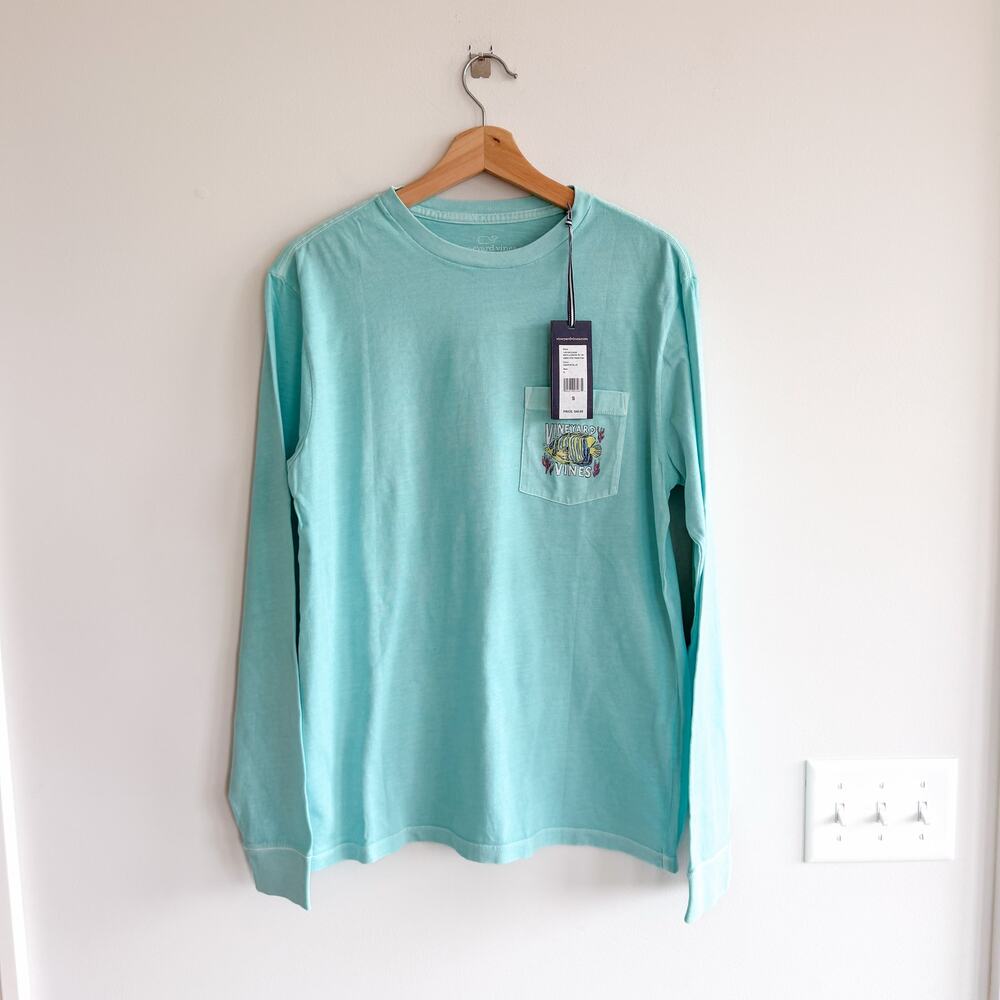 Vineyard Vines Garment Dyed Tropical Fish Graphic T-Shirt Andros Blue S NWT
